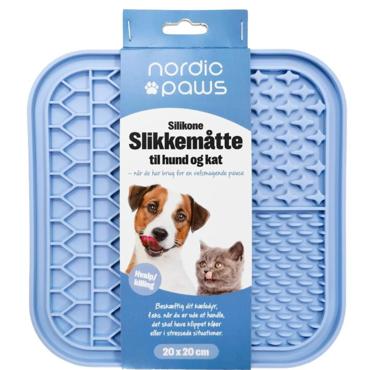 Nordic Paws Slikkemåtte til hvalp i lyseblå - Beroligende aktivering til hund og kat